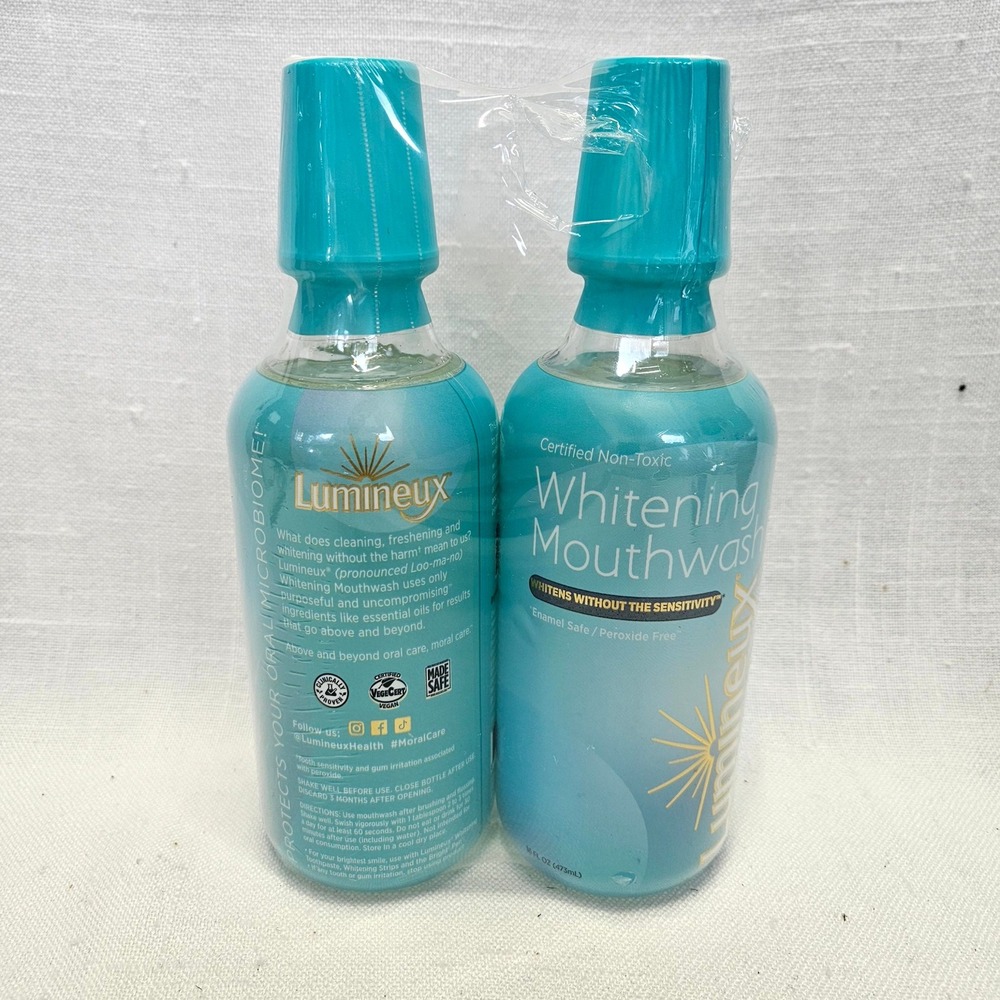 Lumineux Whitening Mouthwash Unisex 16oz 2-Pack Blue Non-Toxic Peroxide Free New